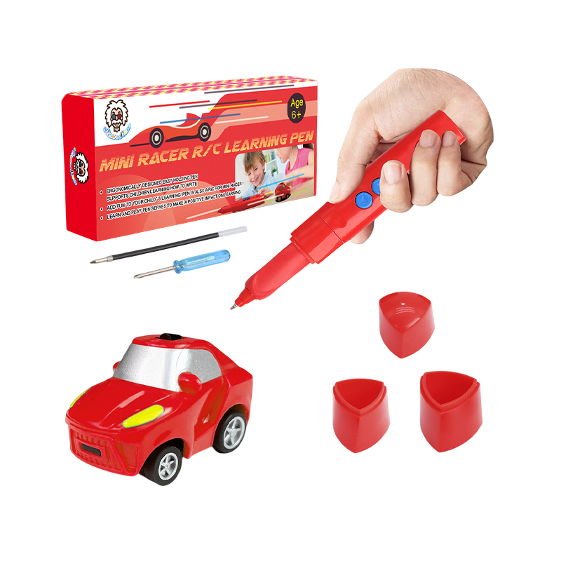 How does the mini racer r/c pen naturally correct children's incorrect pen-holding posture through gamified design?